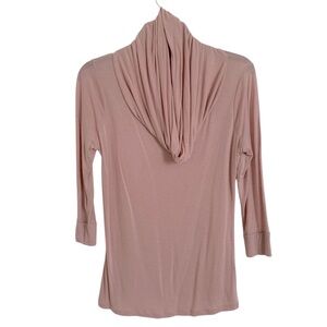 The Limited Outback Red medium pink cowl neck modal wool 3/4 sleeve top
